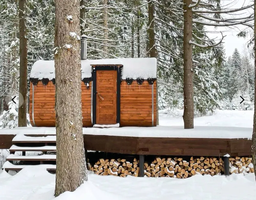 А-фрейм с баней в лесу фото 4