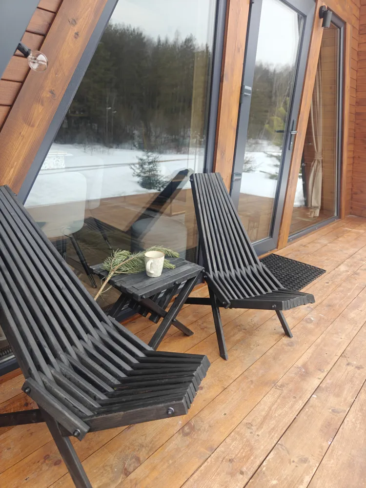 Aframe с купелью и баней, с видом на лес фото 3