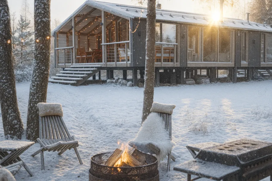 Дома у воды и леса