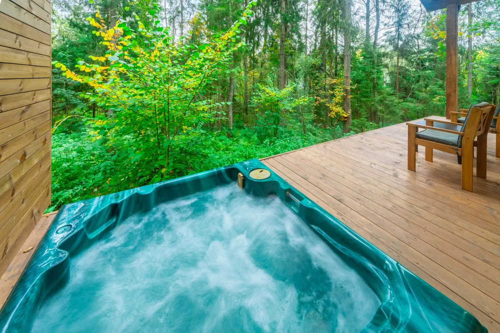 Шале с камином и джакузи в лесу фото 3